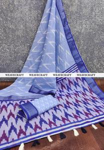 Sari de lino con estampado ikat, corte 6.3, con pieza para blusa. - Product Image 2