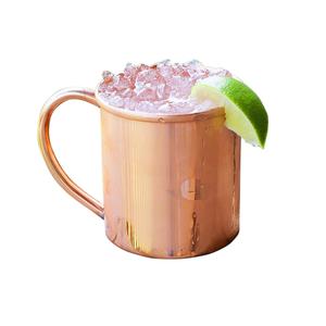 Mug en cuivre pur moderne pour Moscow Mule, tasse à cocktail martelée à la main avec poignée en laiton, cadeaux d'affaires dans une boîte cylindrique - Product Image 1