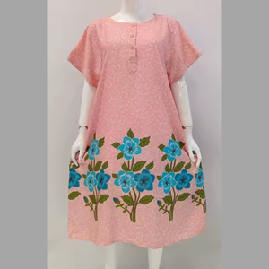 Vestido de casa de manga corta para mujer, cómodo para uso diario, hecho de 100% rayón por Chrysanta - Product Image 1