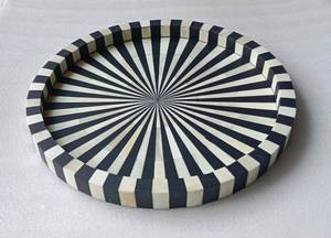 Plateau de service de cuisine moderne antique fait à la main plateau en bois décoratif en incrustation d'os d'Inde nacre plateau en incrustation d'os élégant - Product Image 3