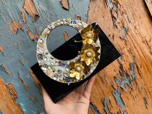 MOP Filled Metal Resin <b>Box</b> <b>Clutch</b> <b>Bag</b> Acrylic Customized Designs Available - Product Image 4
