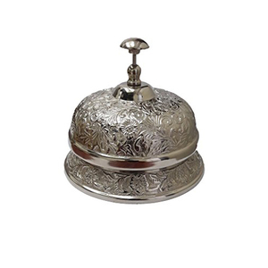 Wholesale New Collection Brass <b>Desk</b> Bell Nickel and Silver Finished Metal for Office & Hotel Use Customizable Logo - Product Image 1