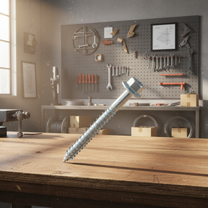 Tornillo Autorroscante de Acero al Carbono Clase 4, Punta Afilada, Cabeza Hexagonal Externa, HRC22-32, Rosca Gruesa para Madera, Métrico, Pulgadas, Estándar DIN, Blanco/Amarillo - Product Image 1