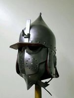 Casque Viking Authentique Fait Main, Croix Angélique, Traditionnel et Moderne, en Métal Poli Plaqué Argent, Prêt pour la Bataille