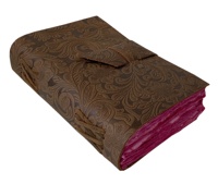 Carnet en cuir unisexe marron format A4, 100 feuilles, écologique, non ligné, bords festonnés, gaufré, emballé dans une boîte cadeau, idée cadeau