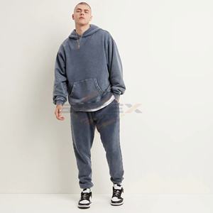 Sweat à capuche de haute qualité avec poche brodée, effet délavé, design minimaliste élégant, en polaire polyester/coton, doux et confortable, pour l'hiver - Product Image 3