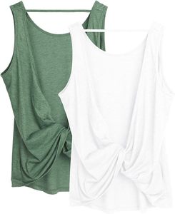 Débardeur d'entraînement à col haut pour femme 100% coton décontracté Gym Style athlétique tissu tricoté - Product Image 2