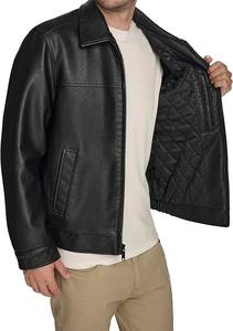 แจ็คเก็ตหนังแท้มีฮู้ดสำหรับผู้ชาย, สินค้ามาใหม่มีซิปปิดสไตล์วินเทจดีไซน์ให้ความร้อนน้ำหนักผ้า320กรัม - Product Image 5