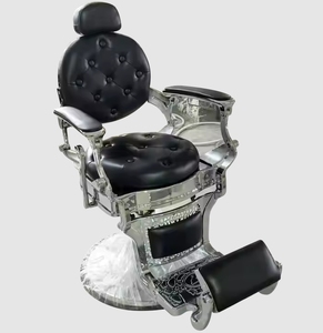 Chaise de salon de coiffure de luxe en acier inoxydable, réglable en hauteur par vérin hydraulique, rotation à 360°, robuste, pour coiffeur et barbier - Product Image 1