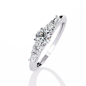 แหวนหมั้นเพชรเพาะเลี้ยงระดับพรีเมียม 0.75 กะรัต ประดับห้าเม็ด ทองคำ รับรองโดย IGI เครื่องประดับหรูหราสำหรับผู้หญิง สไตล์โมเดิร์น - Product Image 3