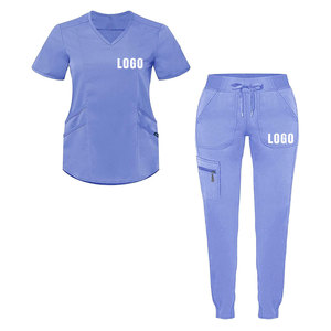 Conjuntos de uniformes médicos y enfermeras hospitalarios de alta calidad personalizados al por mayor para mujer con cuello en V - Product Image 6