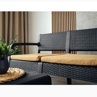 Meilleure Vente : Ensemble de Canapés Doubles Modernes en Plastique K/D avec Table Basse – Mobilier de Salon Intérieur/Extérieur pour Centres Commerciaux et Hôtels