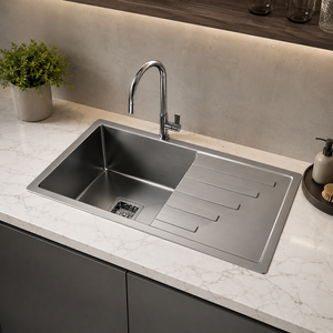 Square Single Bowl <b>Kitchen</b> <b>Sink</b> Drying Board Stainless Steel Finish Easy Clean Undermount Installation Hospital Restaurant - Product Image 4