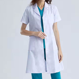 เสื้อโค้ทสำหรับห้องแล็บพยาบาลแขนครึ่งเดียวเสื้อโค้ทสำหรับห้องแล็ปขนาดพิเศษเสื้อโค้ทผ้าฝ้ายสวมใส่สบาย - Product Image 4