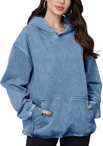 Sudadera con capucha Unisex de gran tamaño con lavado ácido, sudadera Vintage lavada de peso pesado para mujeres y hombres para salidas de pareja de invierno - Product Image 5