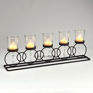 Centro de mesa para bodas y fiestas, decoración de Color negro, recubierto de polvo y vidrio transparente, suministros para velas de huracán - Product Image 1