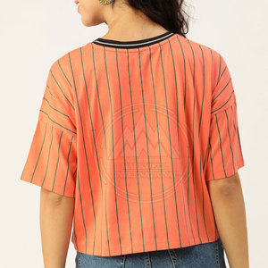 Camiseta de algodón informal para mujer Coreana de Pakistán, Color sólido, logotipo impreso personalizado, tela de punto transpirable, estilo Simple a la moda - Product Image 3