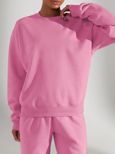 Fabricante Oversize Fleece Mujeres Chándal Conjunto de punto Conjunto de 2 piezas de alta calidad con pantalones de chándal Sudaderas con capucha en blanco - Product Image 5