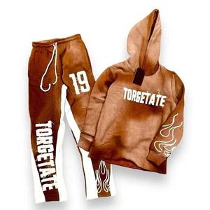 Luxury Custom Embroidery <b>Applique</b> Tracksuit Oversized Streetwear Set Unisex Jogging Suit Premium Logo Sportswear - Product Image 1