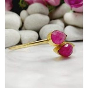 Brass Cuff <b>Bracelets</b> Gold Plated with Green Onyx Gemstone Fashion Accessory - Product Image 5