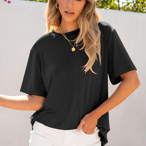 Camiseta de Algodón para Mujer, Informal, Ligera, Transpirable, Suave, Moderna, Ropa Urbana, Proveedor Mayorista - Product Image 1