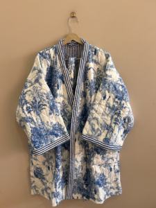 Animal Printed Breathable Cotton Quilted <b>Long</b> <b>Puffer</b> Kimono <b>Jacket</b> For <b>Women</b> - Product Image 6
