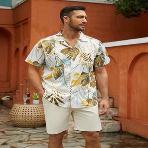 Chemises à manches courtes respirantes à séchage rapide imprimées pour hommes, en popeline de coupe classique avec boutons - Product Image 3