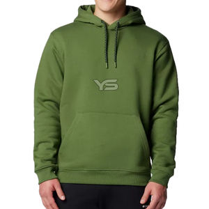 เสื้อมีฮู้ดสีเขียวสำหรับผู้ชาย, เสื้อสวมหัวสไตล์สีพื้นพิมพ์ผ้าไหมแบบดิจิตอลผ้าทอ - Product Image 1