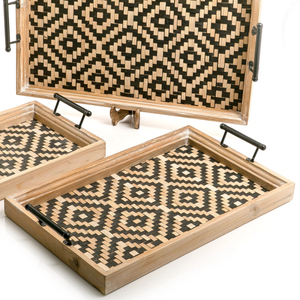 Round Designer Rattan <b>Tray</b> With Elegant Handles Perfect For Serving Drinks <b>Snacks</b> Home Decor Entertaining And Gifts - Product Image 6