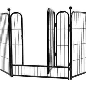 Modern Design <b>Dog</b> Kennel Black Metal Animal Cage Cover for <b>Run</b> <b>Outdoor</b> House Protective Door Removeable Training Pet Behavior - Product Image 3