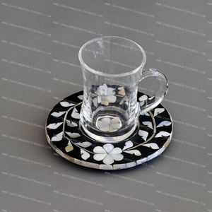 Posavasos con incrustaciones de madreperla, posavasos con incrustaciones, utensilios de cocina, vajilla, posavasos de resina hechos a mano a la venta - Product Image 4