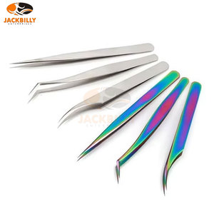 Pinzas de extensión de pestañas de envío rápido OEM logotipo personalizado y color probado a mano tipo punta puntiaguda Etiqueta Privada de acero inoxidable - Product Image 2