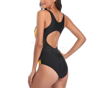 Cómodo contraste de color transpirable mujeres traje de baño sostenible traje de baño sin costuras - Product Image 4