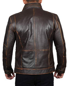 Nueva chaqueta de piel de cordero de cuero Vintage desgastada a la moda, chaqueta marrón de cuero para hombre con chaqueta de cuero de Material de alta calidad - Product Image 6