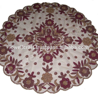 Ensemble de nappes de table en organza carré à broderies florales élégantes, 4 nappes de table en dentelle luxueuses, faites à la main, de haute qualité, personnalisables