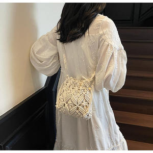Crochet Cross-border Niche Design Women Spring New Arrival <b>Small</b> Silicone Rope Woven Crossbody Bag Bucket Bag - Product Image 1