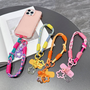Dragonne courte pour téléphone portable couleur macaron avec patch coloré, pendentif pour coque de téléphone, anti-perte, faite à la main, unisexe - Product Image 4