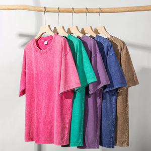 T-shirt uni épais et de haute qualité, sérigraphie délavé à l'acide surdimensionné T-shirt en coton 240 g/m² pour hommes, vente en gros - Product Image 4