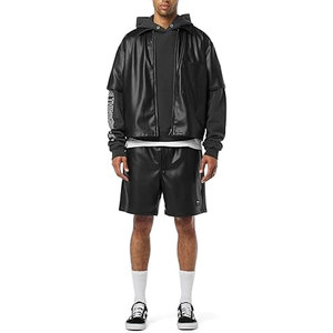 Best Selling <b>Men's</b> Casual <b>Leather</b> <b>Shorts</b> Customized Logo Printed Solid Color Online New Rate Article - Product Image 6