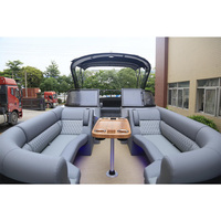 Bateau ponton tritoon en aluminium sur mesure de 24 pieds avec tour de wakeboard, idéal pour les fêtes de famille de luxe, moteur hors-bord 150 CV, certifié CE, pour croisière sur lac