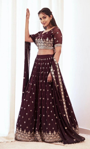 Produit le plus vendu de Faux Georgette de qualité supérieure 2022 avec travail de broderie lourd Lehenga choli du fabricant indien - Product Image 2