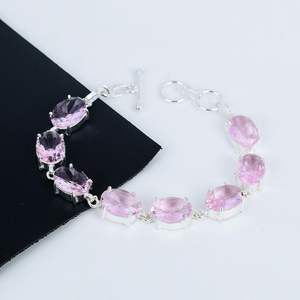 Pink Kunzite Tennis <b>Bracelet</b> 925 Sterling <b>Silver</b> Handmade Luxury Gemstone Jewelry Glowing Effect GIA Certified Elegant Gift for - Product Image 1