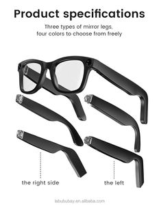 Lunettes intelligentes AI avec Bluetooth 5.4 Musique, vidéo, <span class=keywords><strong>photo</strong></span>, enregistrement <span class=keywords><strong>audio</strong></span> L'édition Premium Prend en charge la connectivité Bluetooth 5.4 - Product Image 3