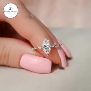 Meilleure collection 2 CT Diamant de laboratoire taille marquise Or blanc Bague de fiançailles, de mariage, d'anniversaire, de fête, cadeau IGI - Product Image 1