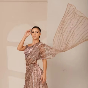 Vestido de fiesta de noche bordado para mujer, vestido de satén con cuello y hombros descubiertos para primavera y otoño - Product Image 1