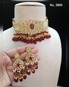 Fabricant indien de colliers de style perlé plaqués or pour femmes Ensembles de brins de laiton ACZ pour la mode Bollywood de fiançailles de mariage - Product Image 1