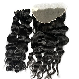Extensiones de cabello humano en bruto vietnamita frontal de encaje HD virgen de alta calidad 100% superventas Color claro Stock grande Onda natural - Product Image 1