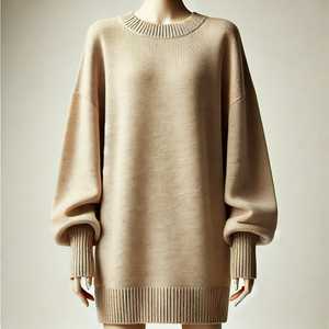 Pull ample à col rond pour femme de haute qualité, tricot respirant, style automne chaud, vêtements d'hiver épais - Product Image 2