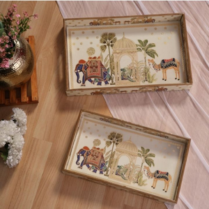 Custom Wooden Meena <b>Printed</b> Tray, Handmade Serving Tray with Traditional Design for Home, Kitchen & Gift Purpose - Product Image 2