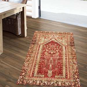 พรมลายดอกไม้สีแดง ดีไซน์วินเทจ พรมพิมพ์ลาย พรมขนนุ่ม - Product Image 1